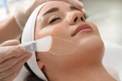 Application of a skin peel at Bewitching Cosmetic Clinic